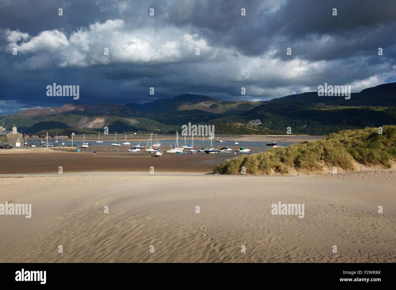 Barmouth Beach and Harbour. Snowdonia National Park. Gwynedd. Wales. UK. Stock Photo