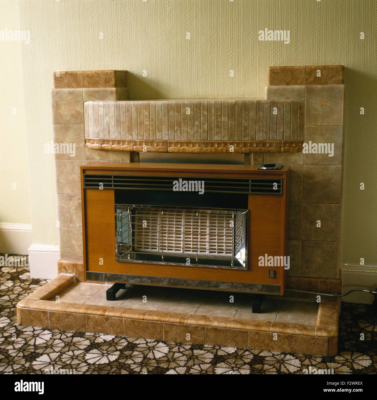 Close-up of a fifties gas fire Stock Photo
