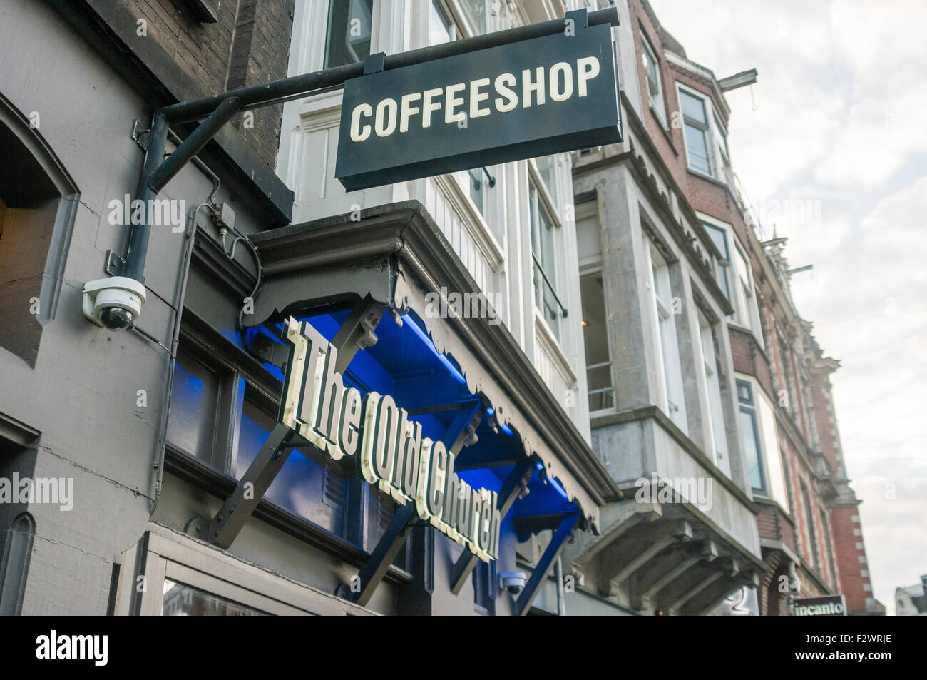 Sign outside the Old Church Coffeeshop, Amsterdam Stock Photo
