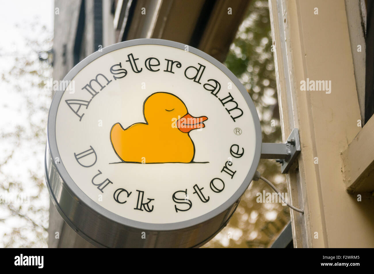 Sign outside the Amsterdam Rubber Duck Store Stock Photo