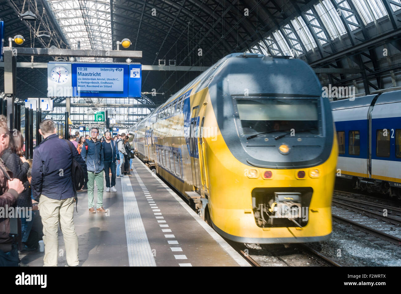 The train for Maastrict arrives at the platform in Amsterdam Centraal  Station Stock Photo - Alamy