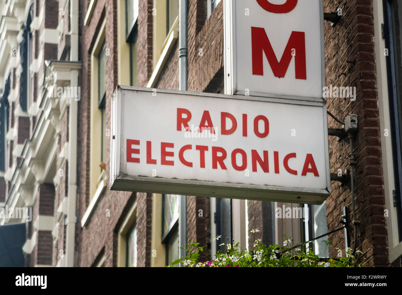 Sign outside a radio and electronics shop Stock Photo