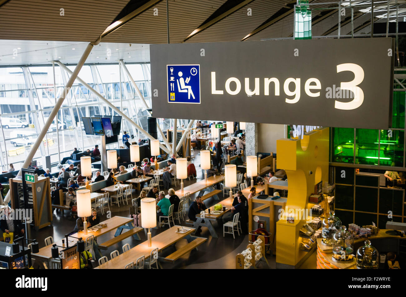 One of the departure lounges at Schiphol Airport, Amsterdam Stock Photo