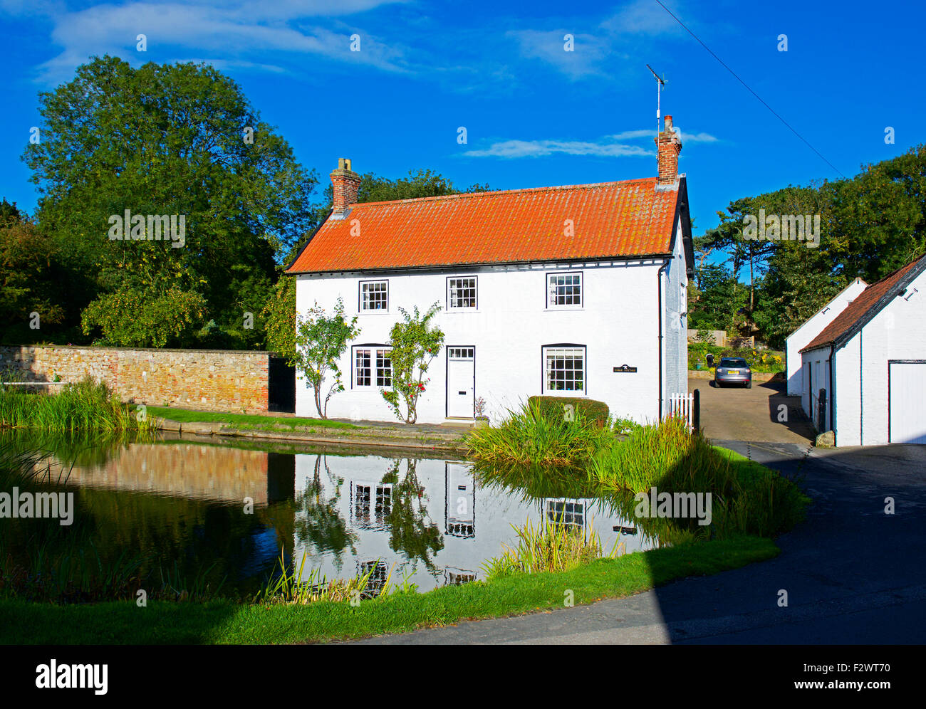 Cottage, and pond, in the village of Burton, East Riding