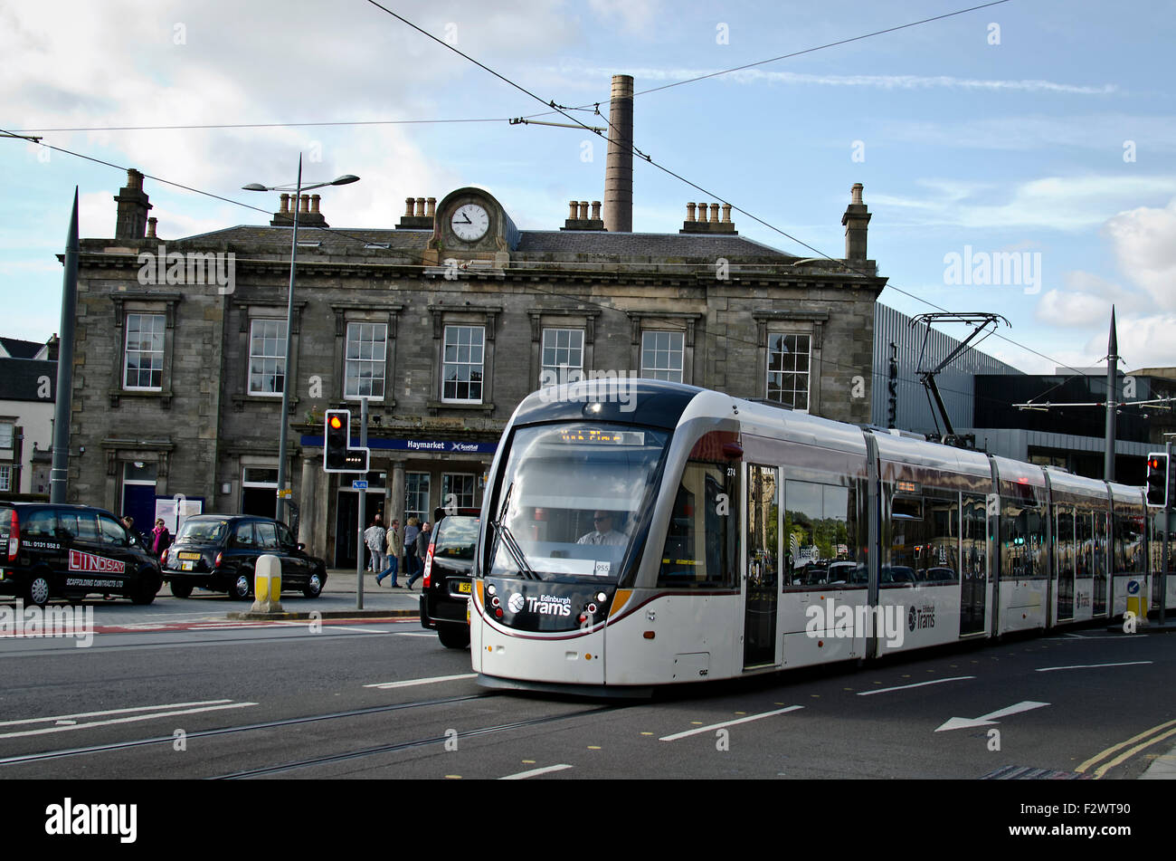 Edinburgh tram ,Haymarket, Edinburgh, Scotland Stock Photo