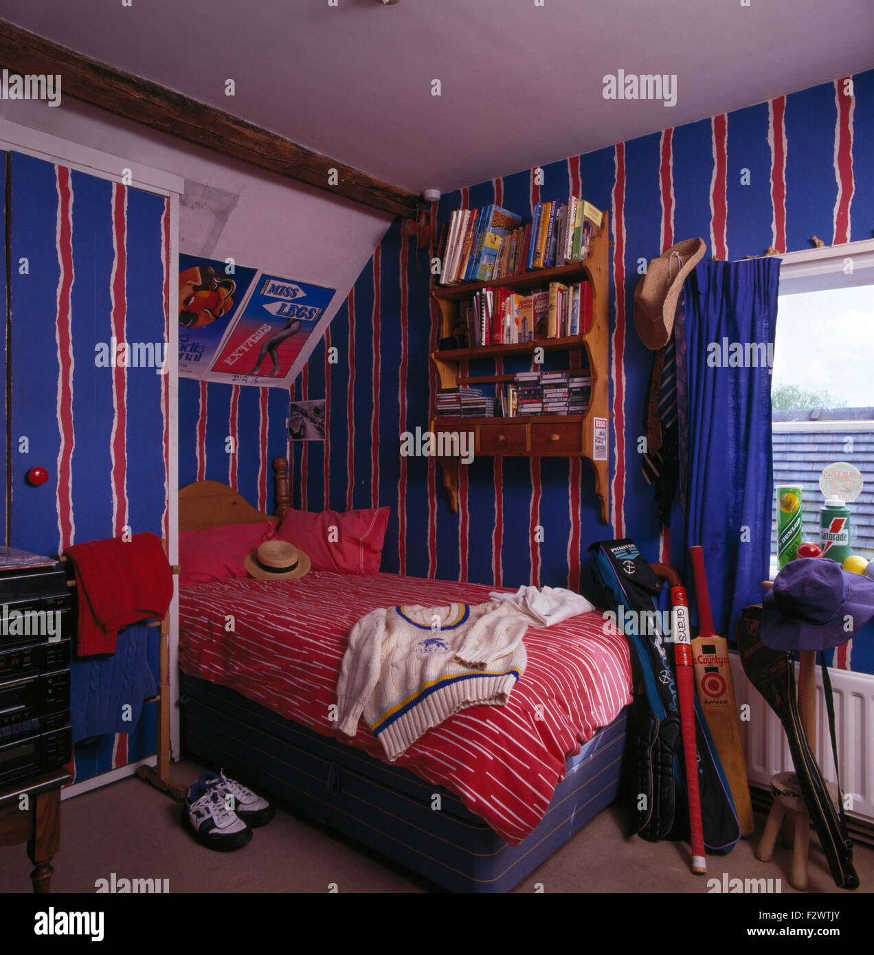 Red White And Blue Stripes Painted On Wall Of Boy S