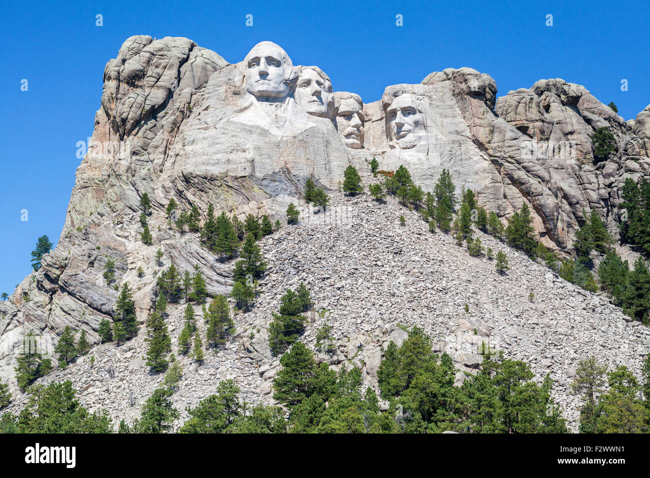 A view of Mount Rushmore National Memorial, South Dakota. Stock Photo