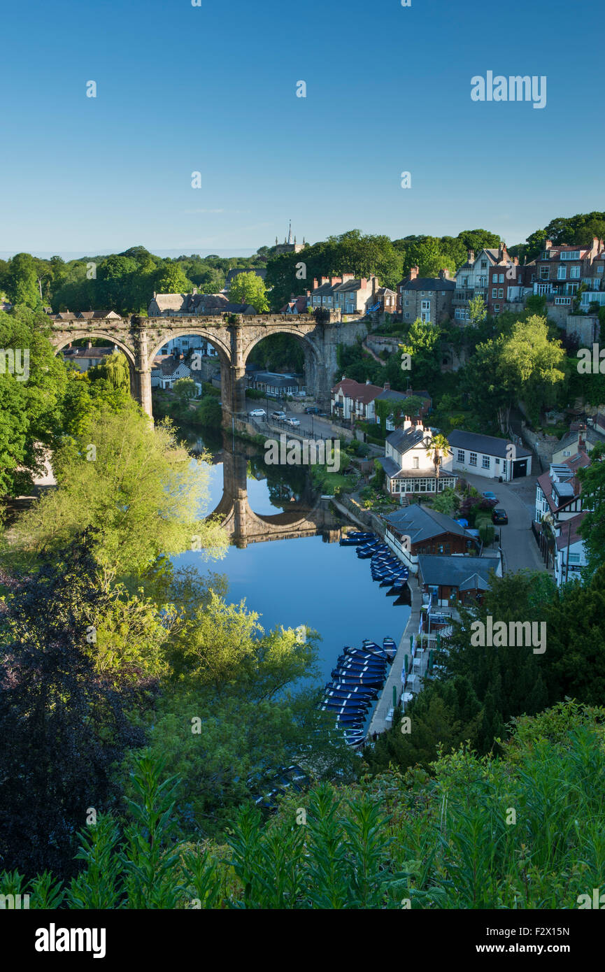 Blue sky over Knaresborough, England, UK scenic sunny summer view of