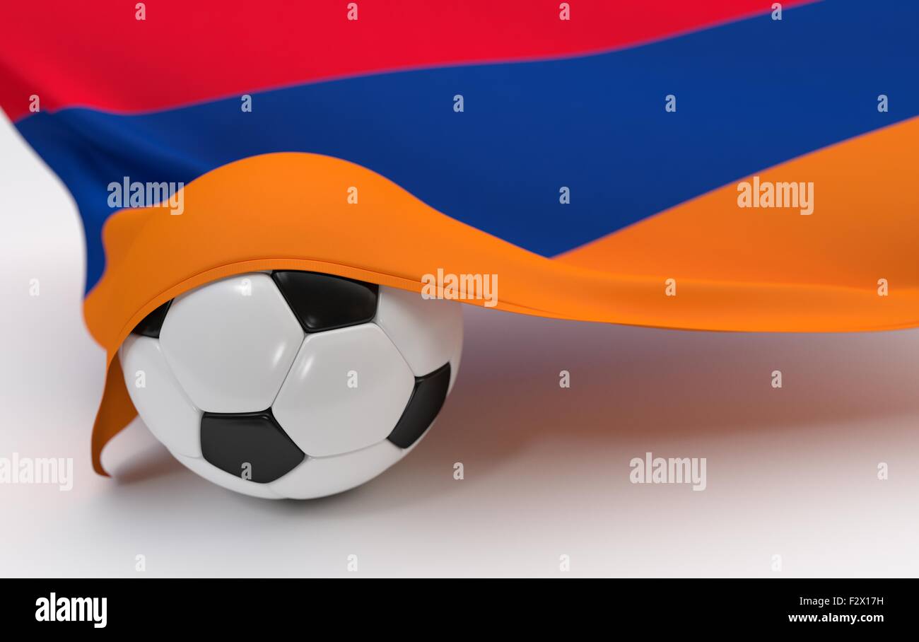 Armenia flag and soccer ball on white backgrounds Stock Photo - Alamy