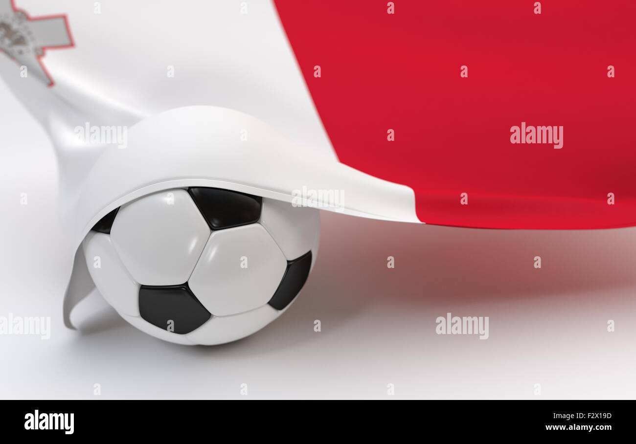 Malta flag and soccer ball on white backgrounds Stock Photo Alamy