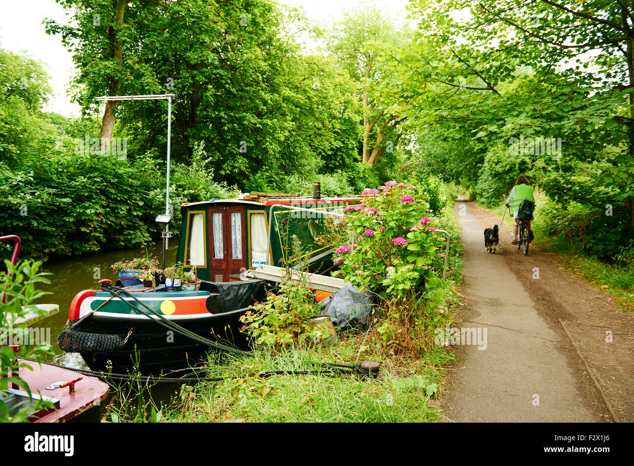 Houseboats in the Oxford Canal, Oxford, Oxfordshire, Great Britain, Europe Stock Photo