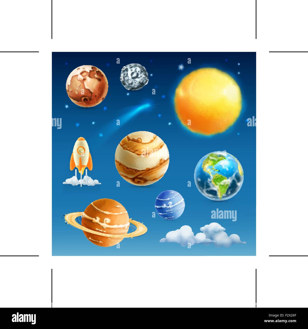 Space and planet, vector icon set Stock Vector Image & Art - Alamy