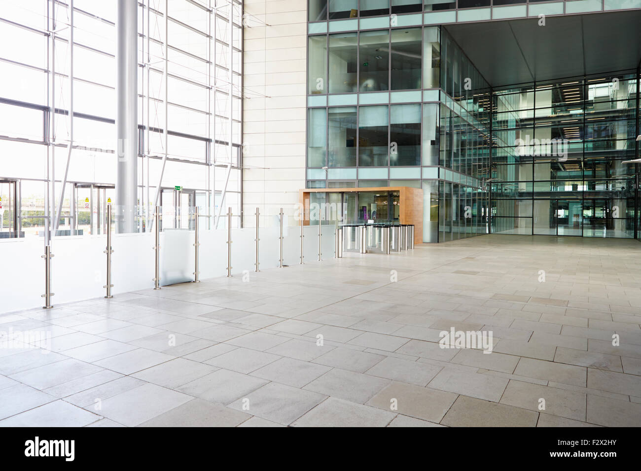 Security gates in the lobby of a large corporate business Stock Photo