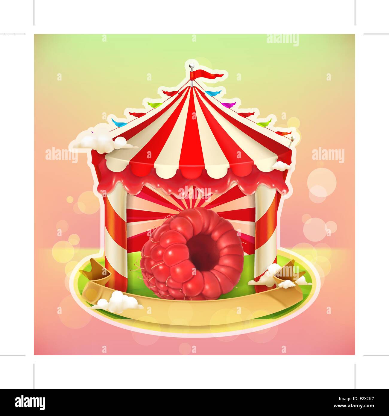 Fruit jam poster raspberries, sweets emblem, specialized agricultural fair, vector illustration background for making design of  Stock Vector