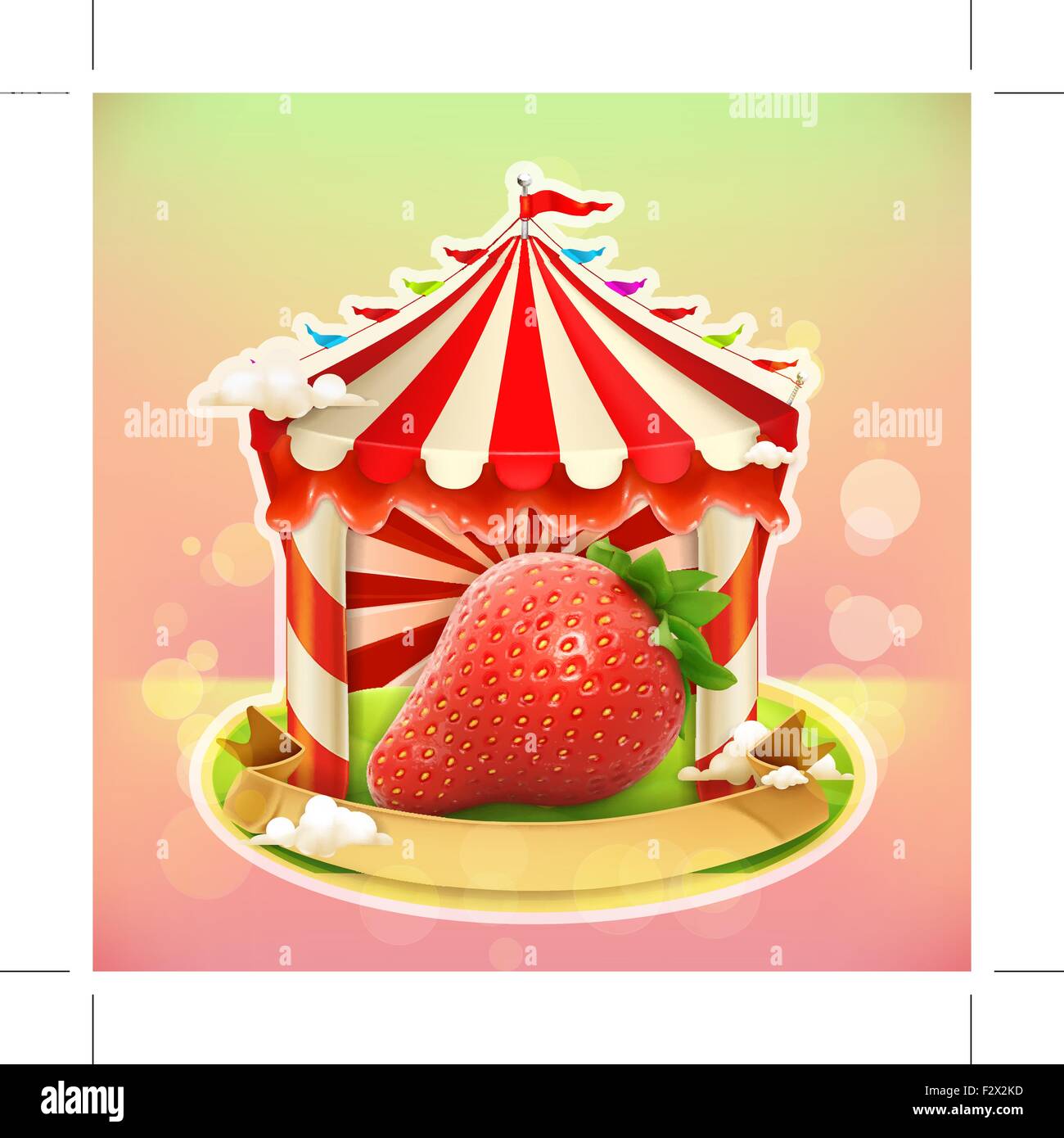 Fruit jam poster strawberry, sweets emblem, specialized agricultural fair, vector illustration background for making design of s Stock Vector