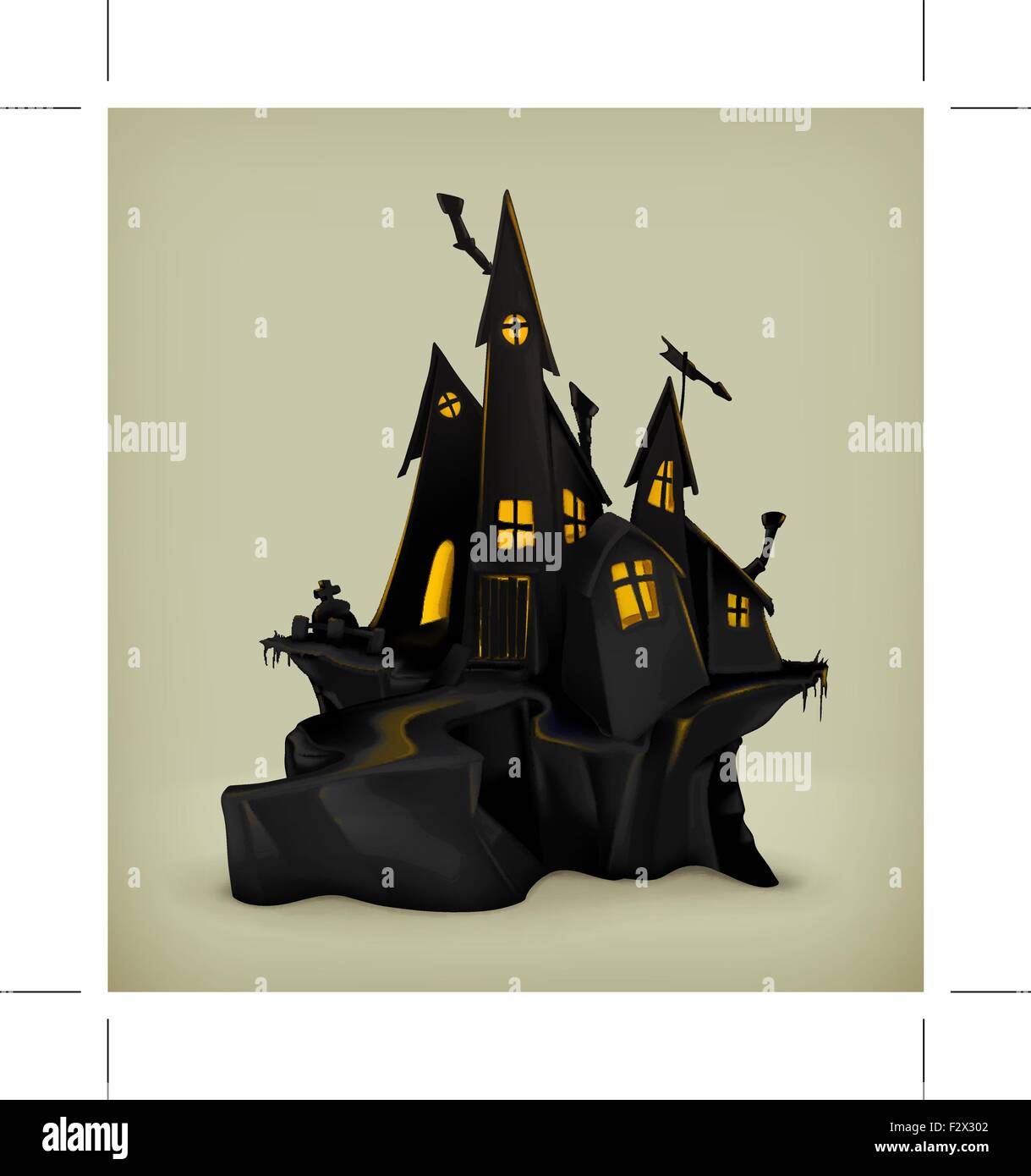 Halloween, witch castle vector silhouette Stock Vector