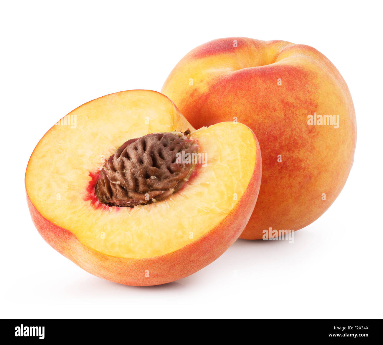 ripe peach on white background. Clipping Path Stock Photo - Alamy