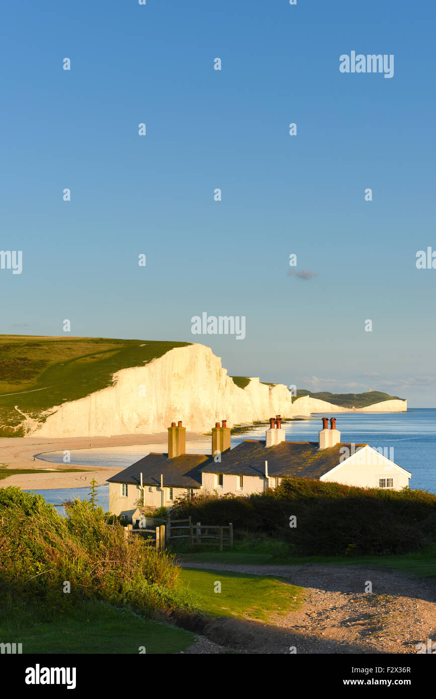 Coastguard Cottages And Seven Sisters In The Evening Sun Near