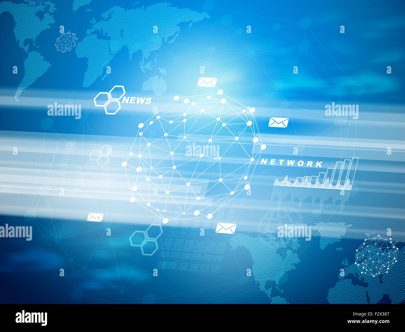 Abstract blue background with world map Stock Photo - Alamy