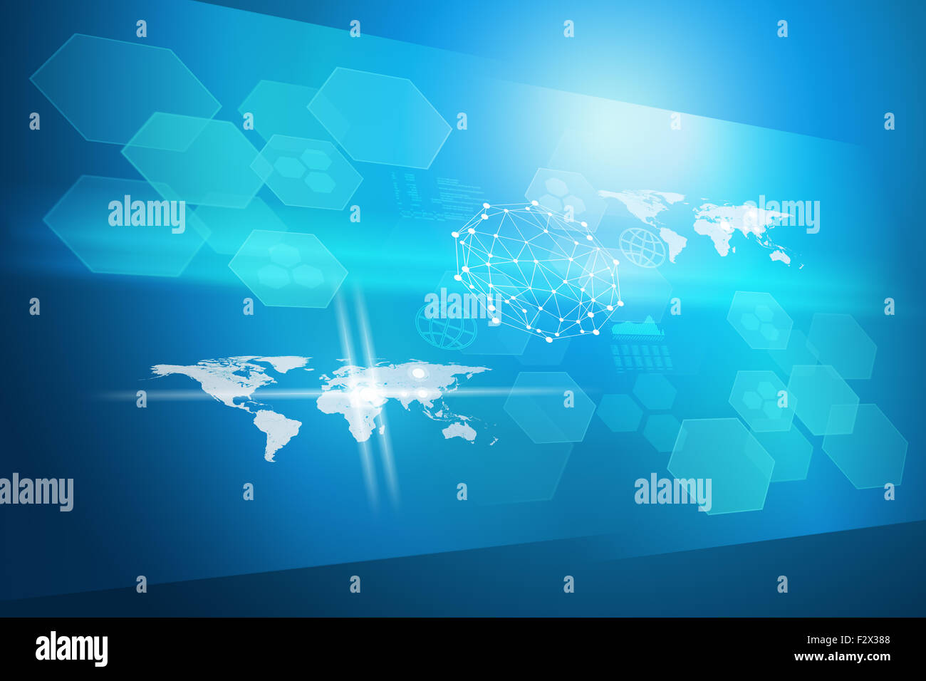 Abstract blue background with molecule Stock Photo - Alamy