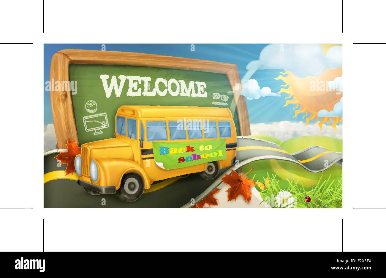 Road to school vector background Stock Vector