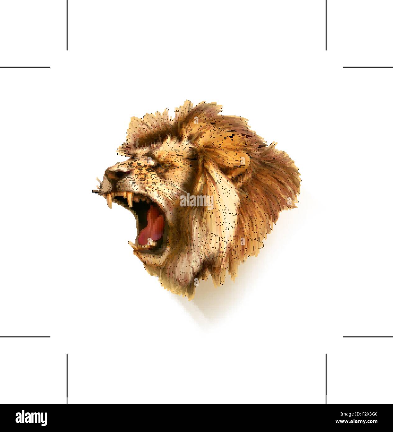 Roaring lion, head vector illustration Stock Vector