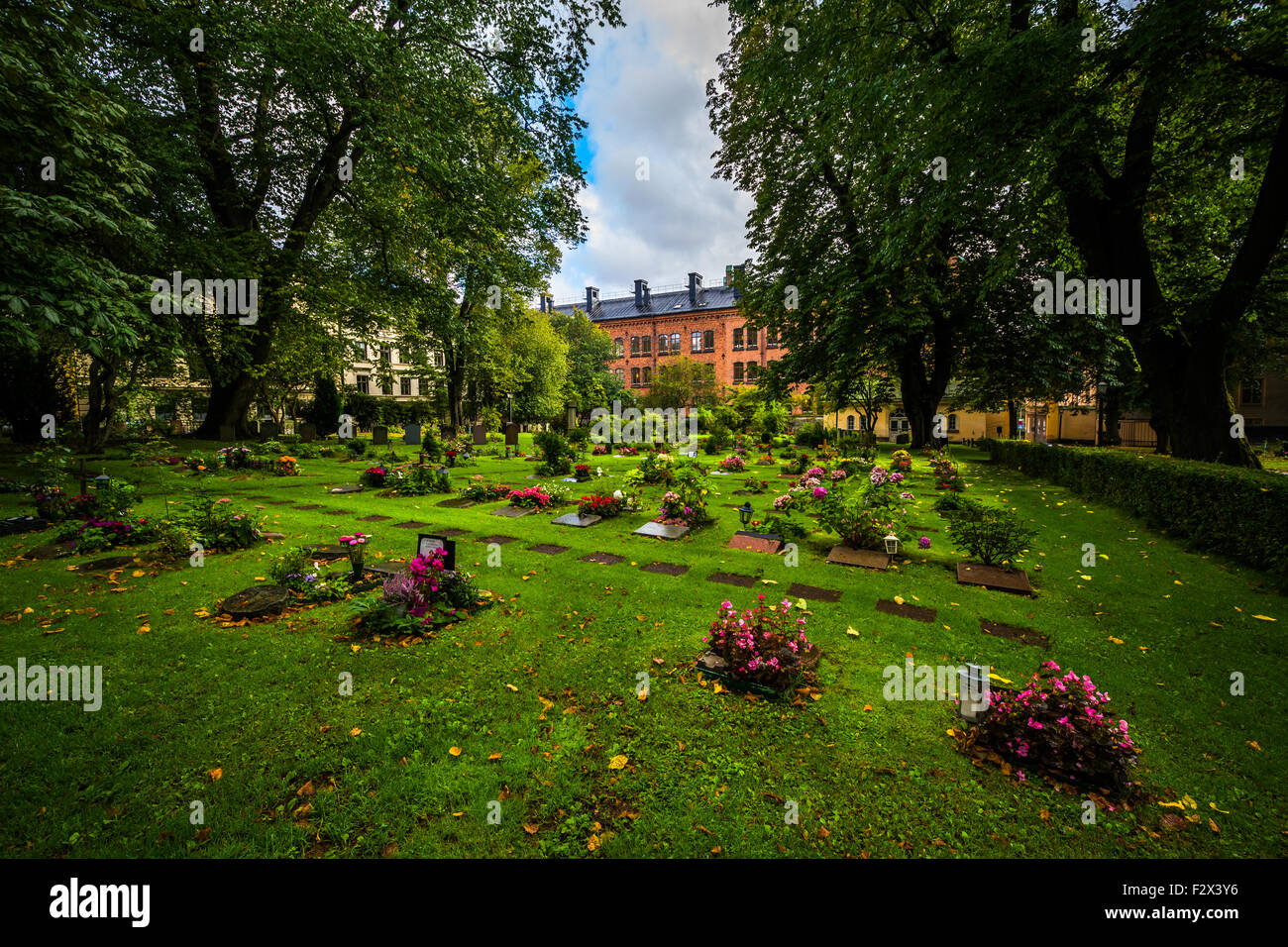 Cemetery outside Katarina kyrka, in Södermalm, Stockholm, Sweden. Stock Photo