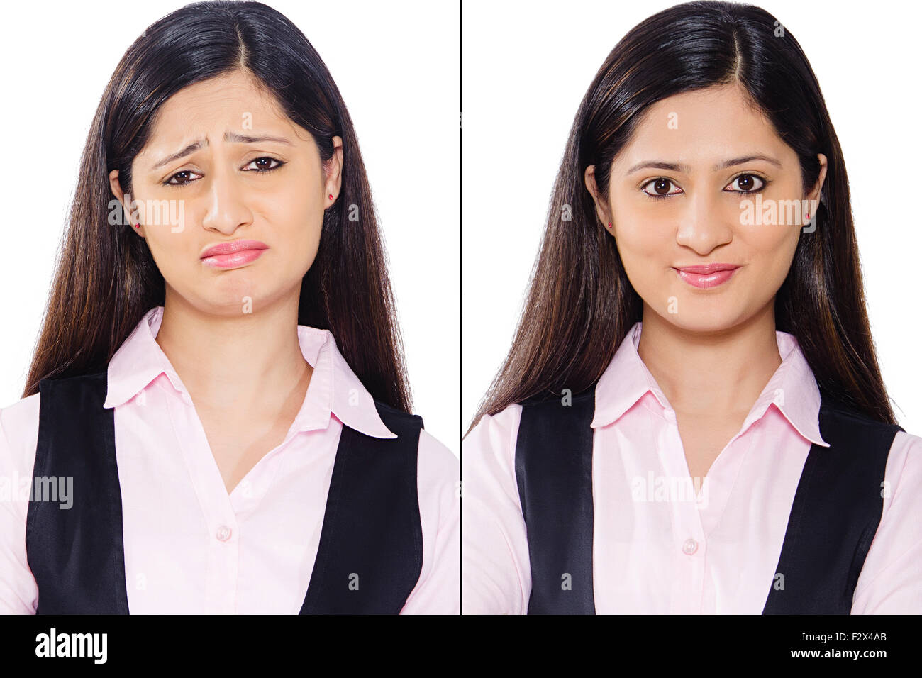 2 indian Business Woman Comparison Contrasts Stock Photo
