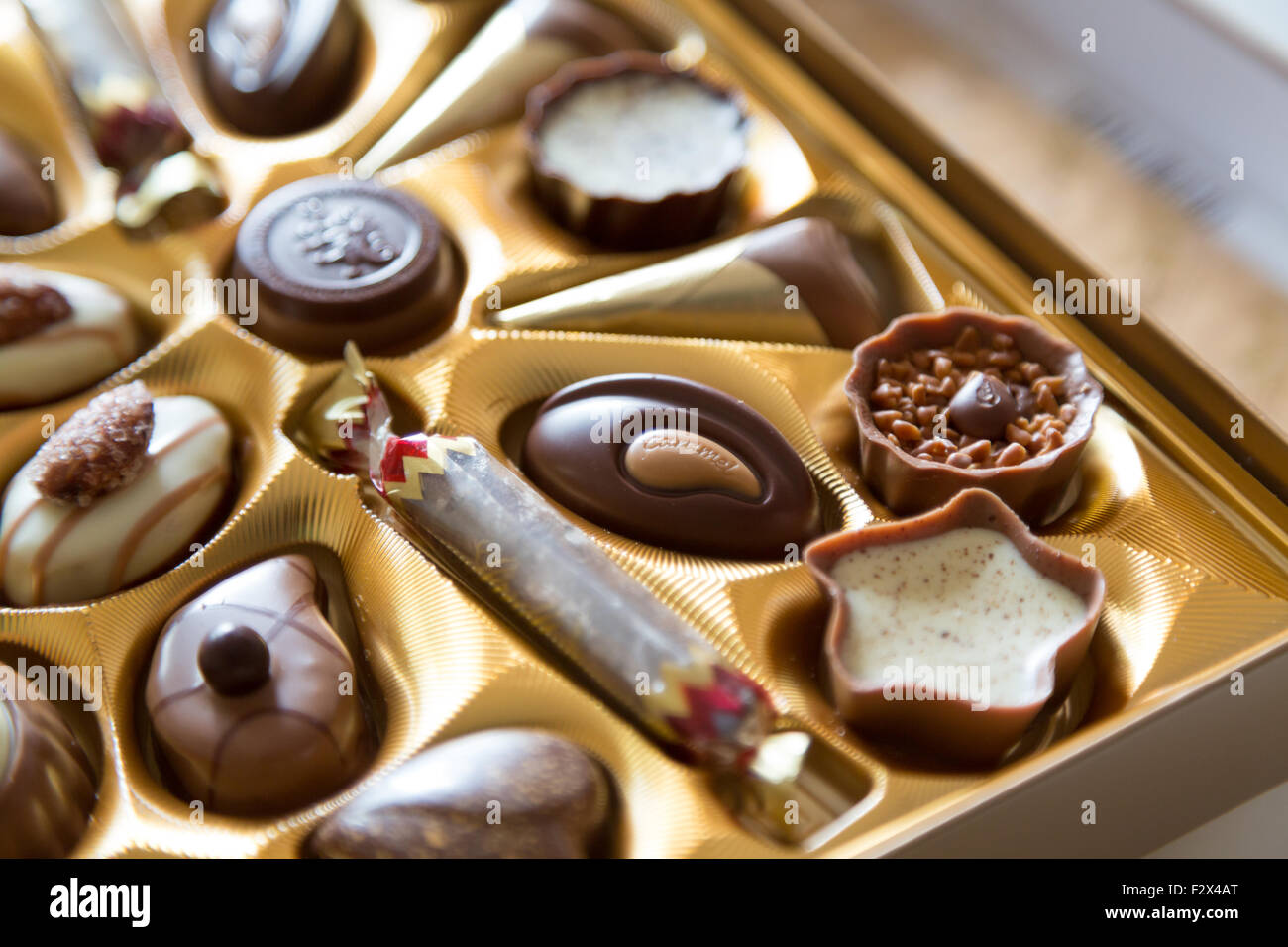 Box of chocolates close up Stock Photo Alamy