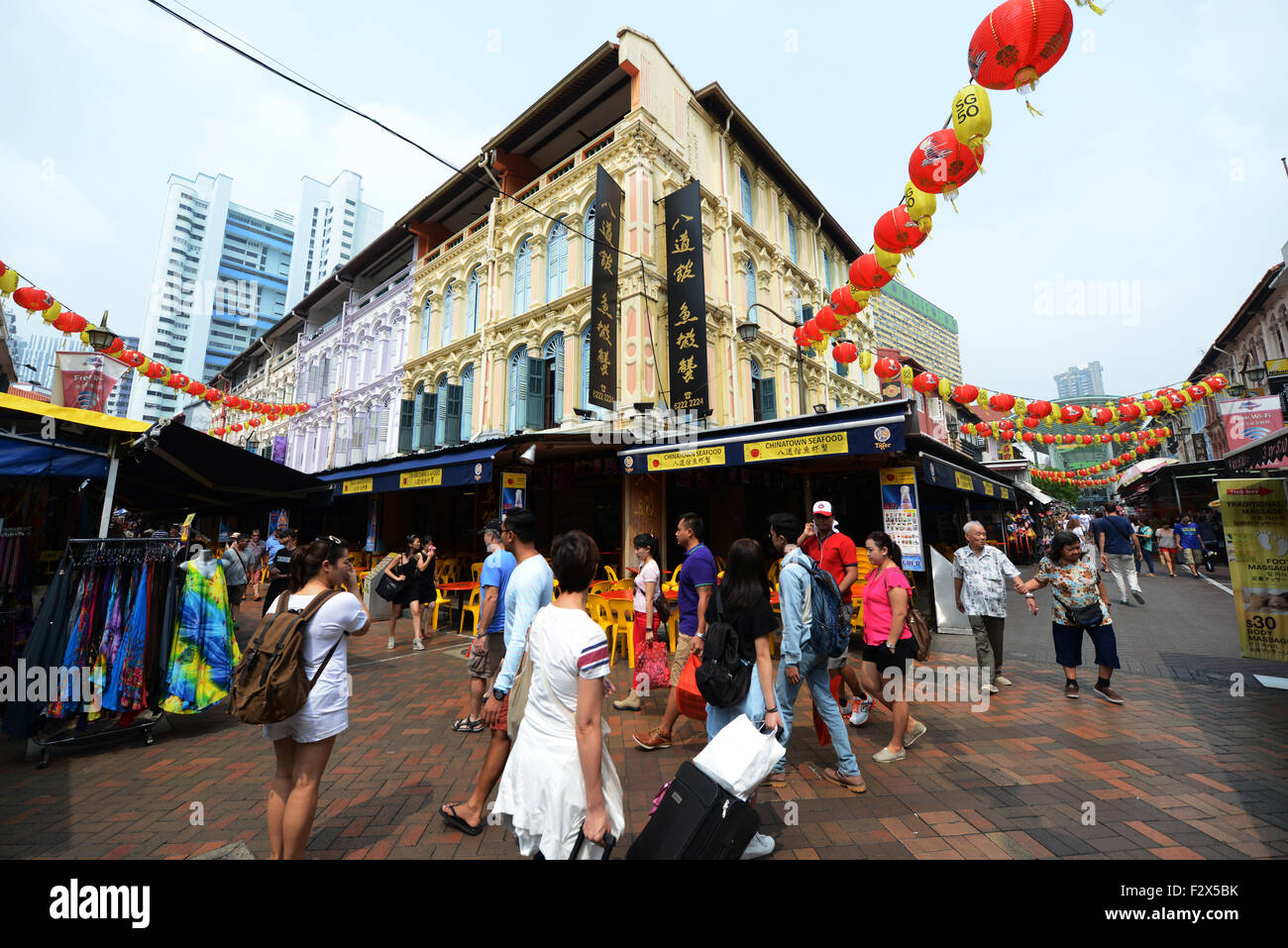 The vibrant Chinatown in Singapore. Stock Photo