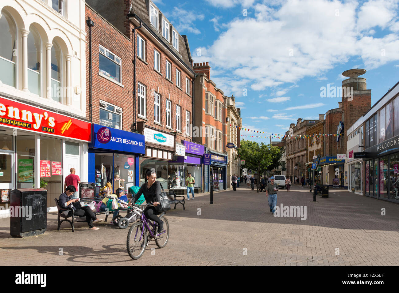 Pedestrianised High Street, Kettering, Northamptonshire, England, United Kingdom Stock Photo