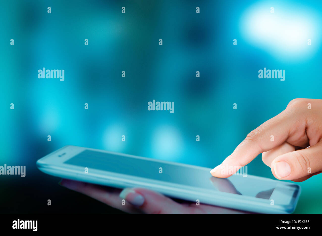 1 Business woman Digital Tablet touching Screen Stock Photo - Alamy