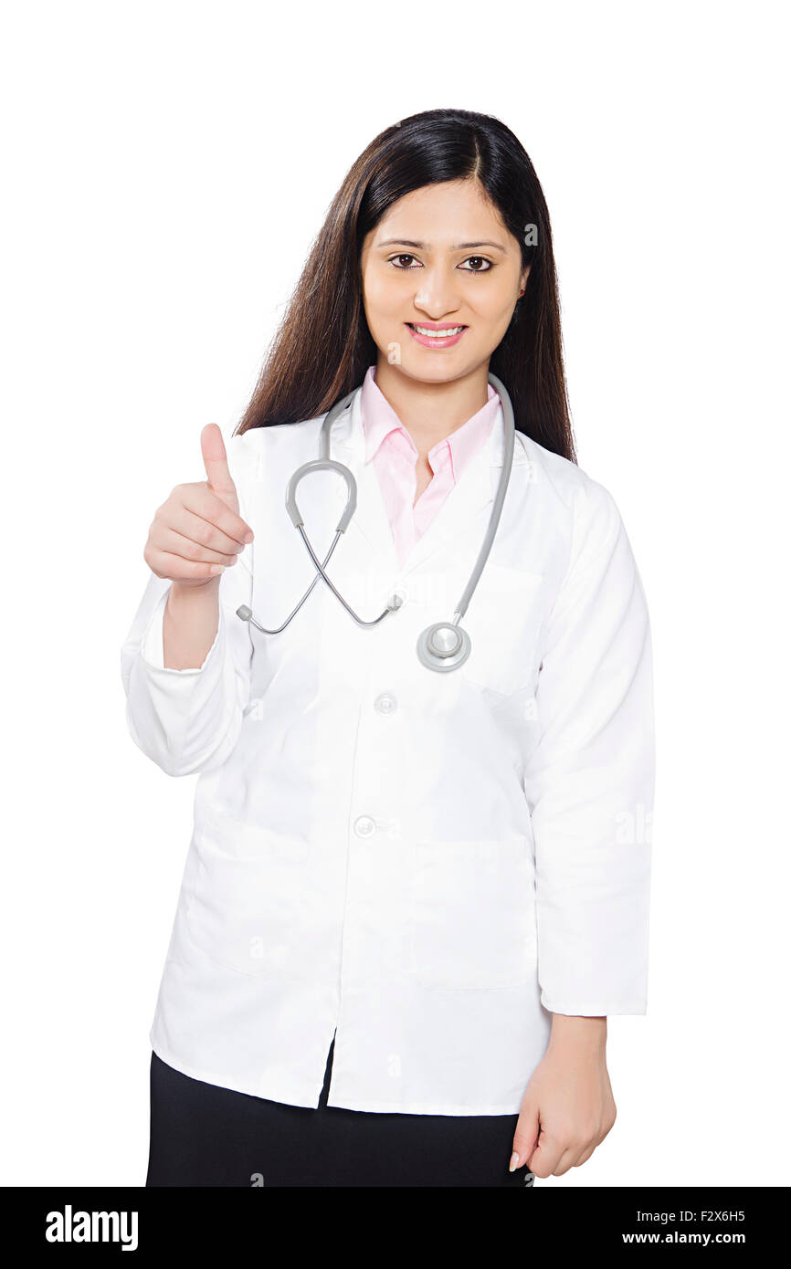 1 indian Doctor woman Thumbs Up showing Stock Photo - Alamy