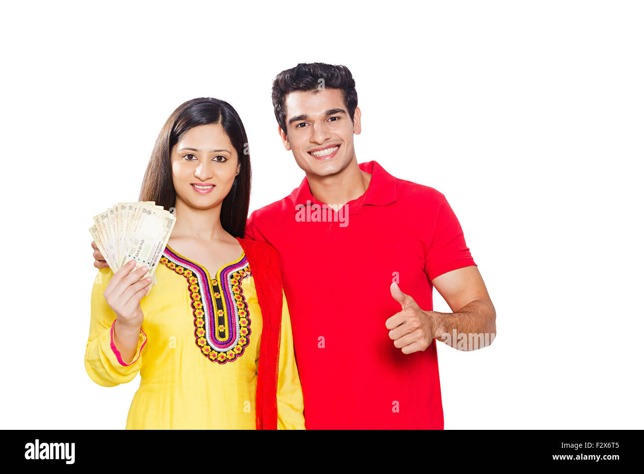 2 indian Married Couple money showing Stock Photo - Alamy