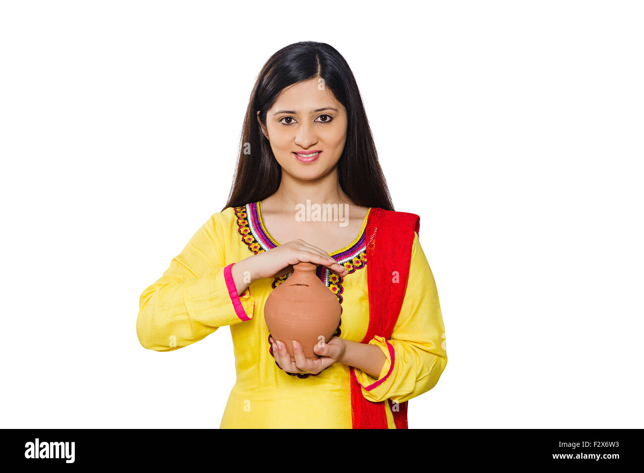 1 indian Woman Housewife Saving money Piggy Bank Stock Photo - Alamy