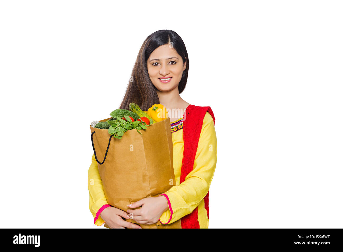 1 indian Woman Housewife Vegetable food shopping Stock Photo