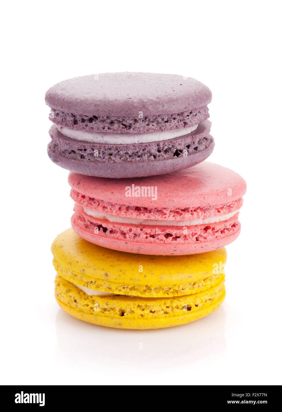 Colorful macaron cookies. Isolated on white background Stock Photo