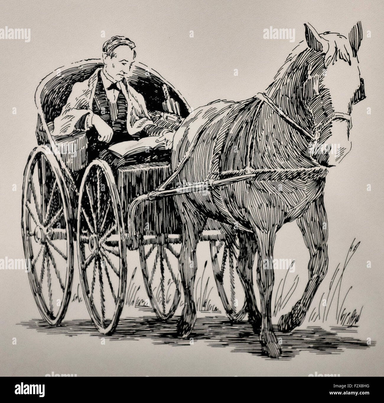 Lawyer Abraham Lincoln Riding the Circuit, circa 1850s Stock Photo