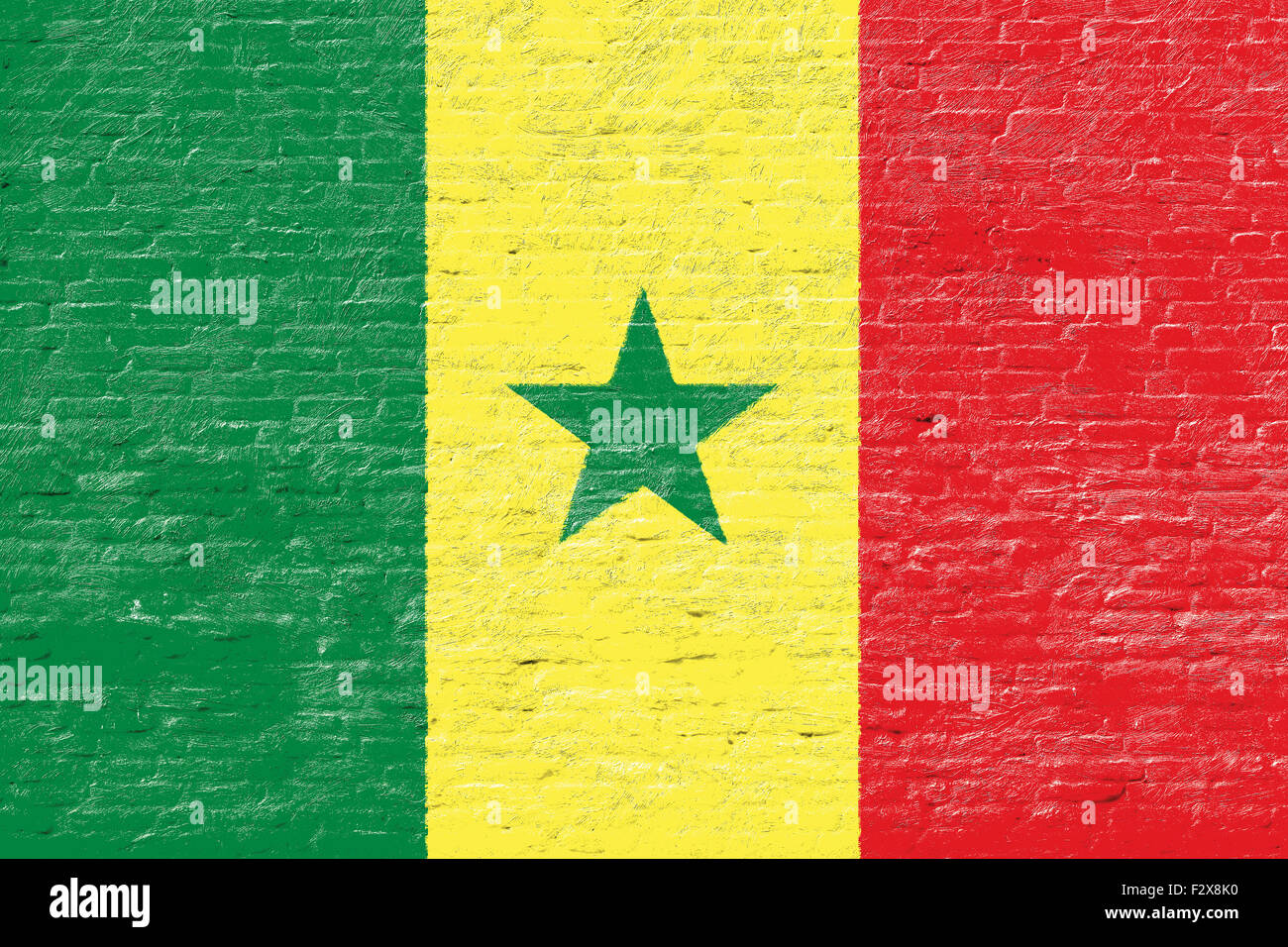 Senegal - National flag on Brick wall Stock Photo