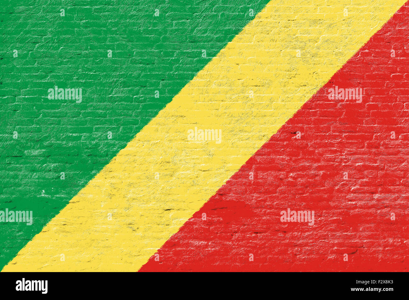 Republic of the Congo - National flag on Brick wall Stock Photo