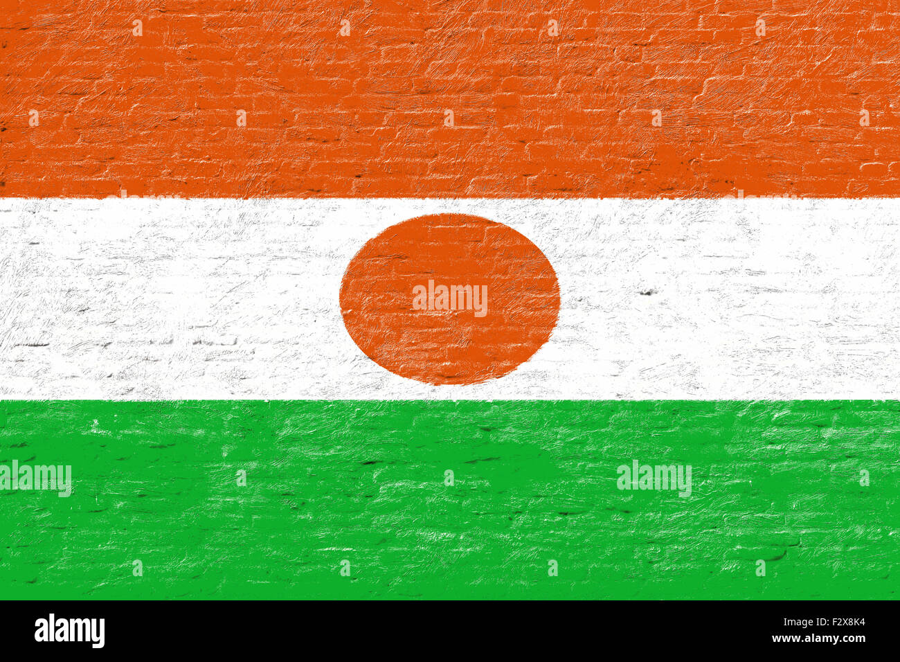 Niger - National flag on Brick wall Stock Photo