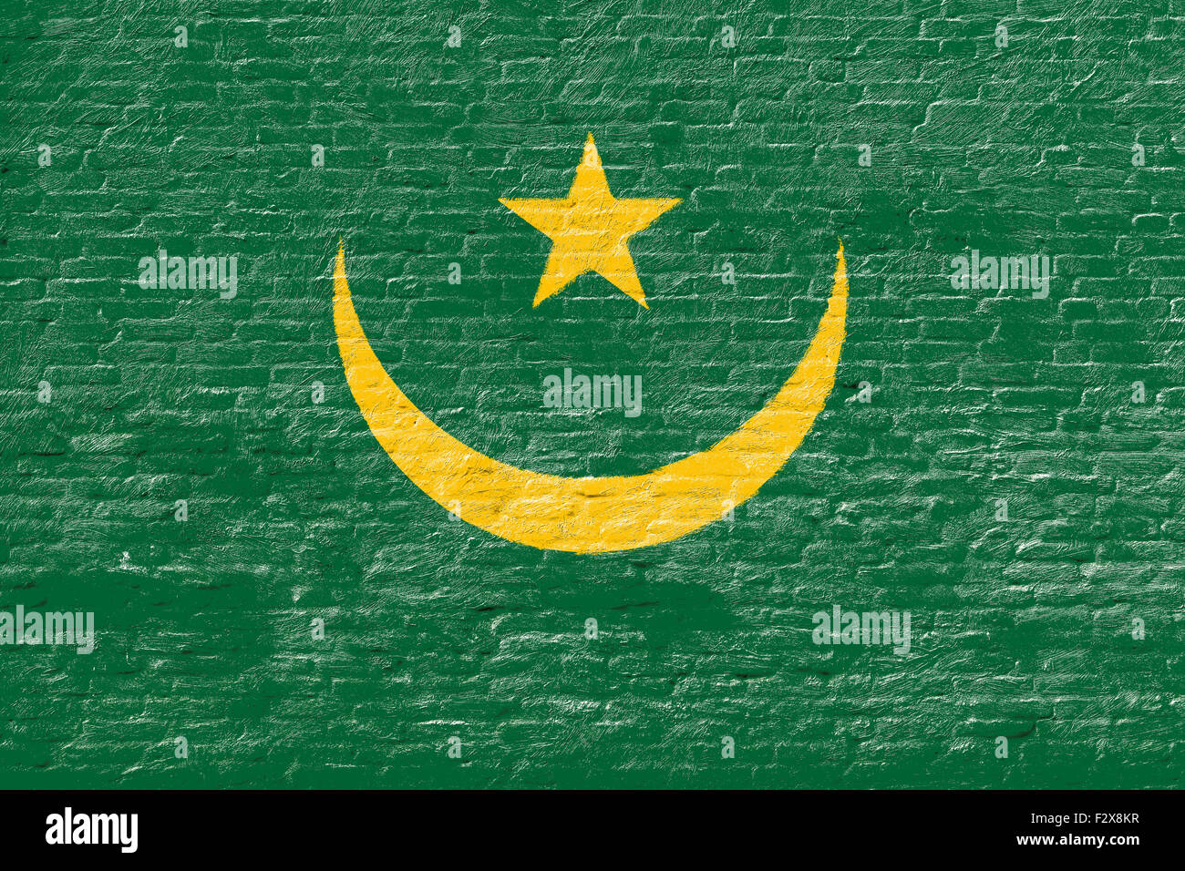 Mauritania - National flag on Brick wall Stock Photo - Alamy