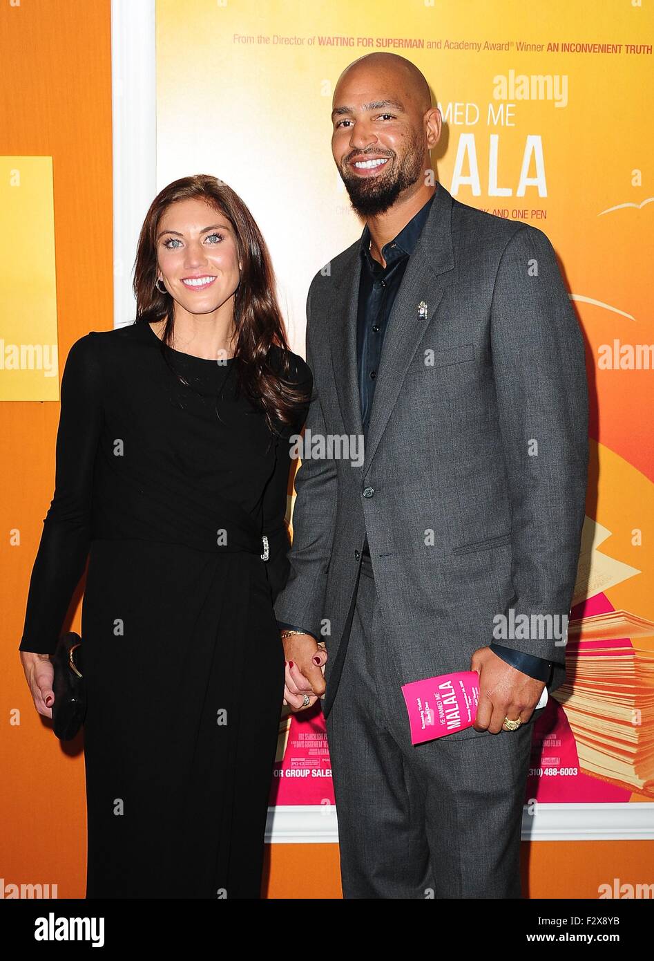 New York, NY, USA. 24th Sep, 2015. Hope Solo at arrivals for HE NAMED ME MALALA Premiere, Ziegfeld Theatre, New York, NY September 24, 2015. Credit:  Gregorio T. Binuya/Everett Collection/Alamy Live News Stock Photo