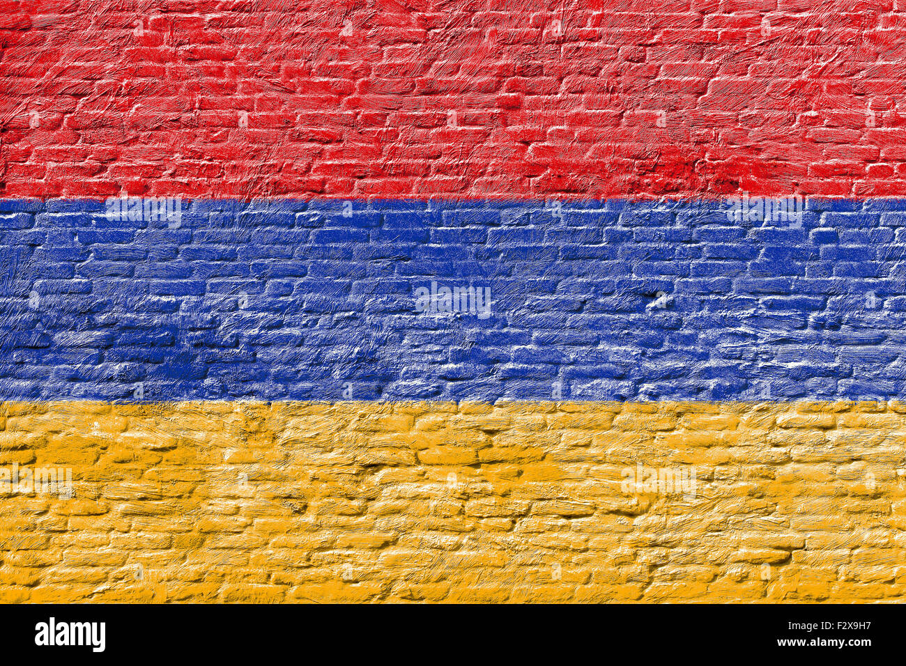 Armenia - National flag on Brick wall Stock Photo