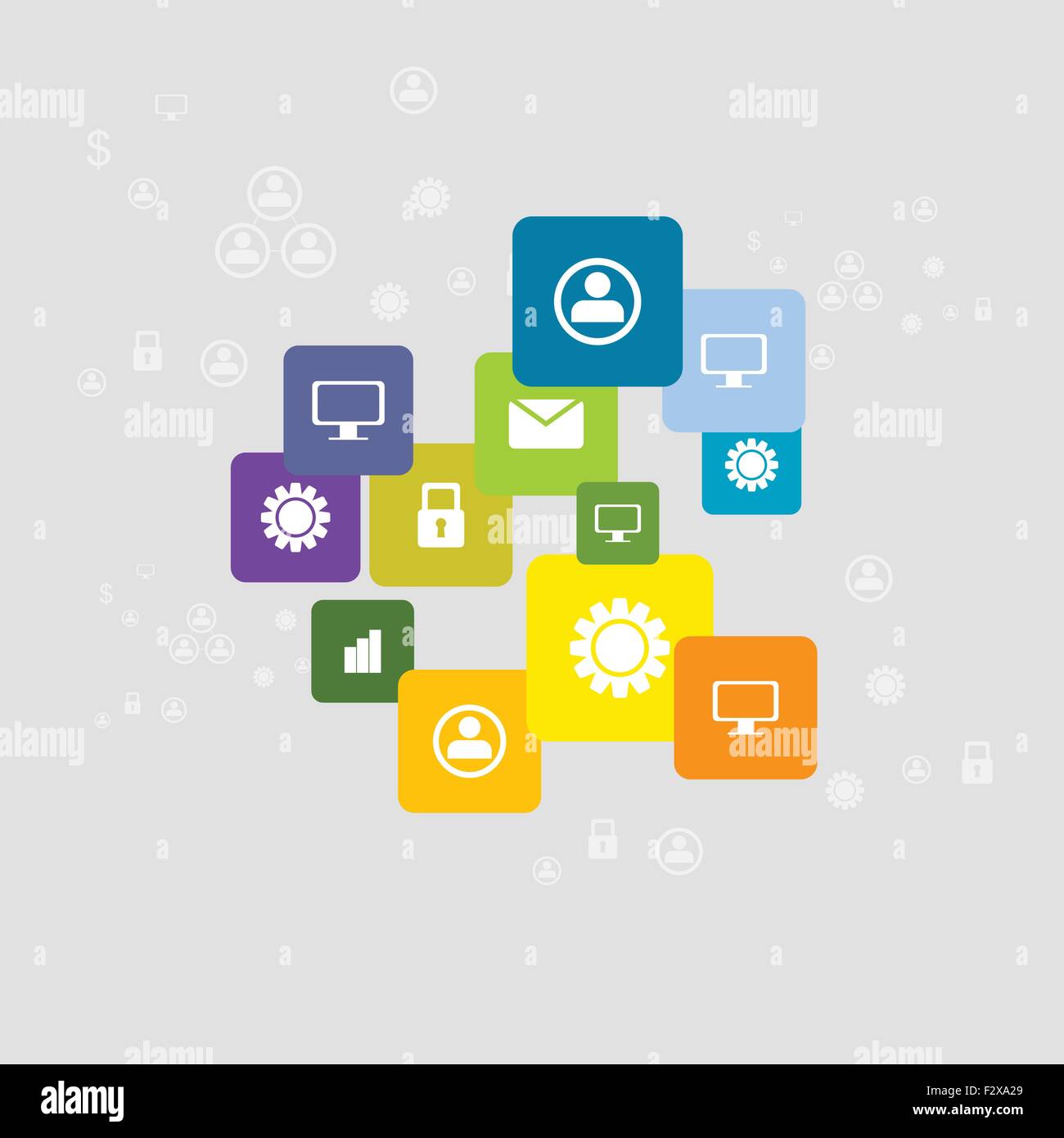 Bright social communication icons background. Vector corporate design ...