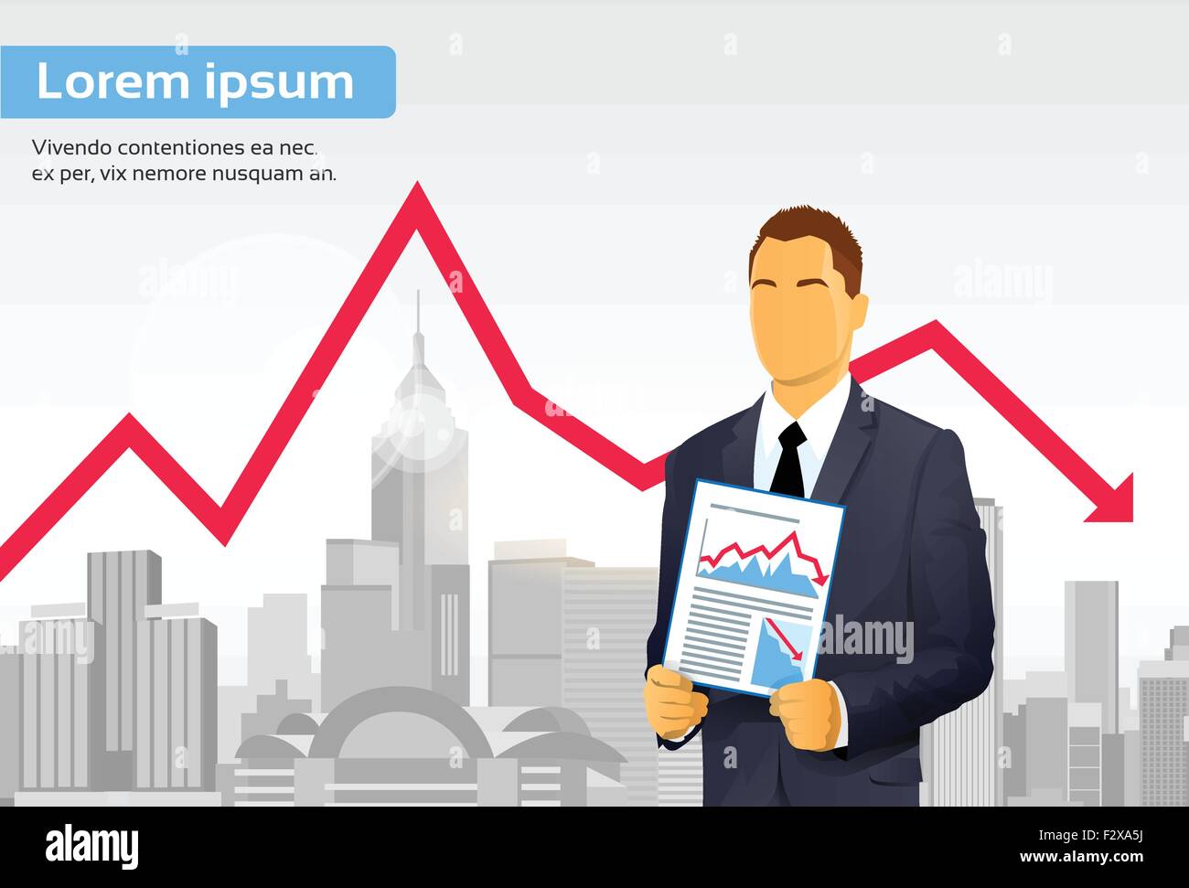 Businessman Finance Graph Crisis Red Arrow Down City Skyscraper Stock ...