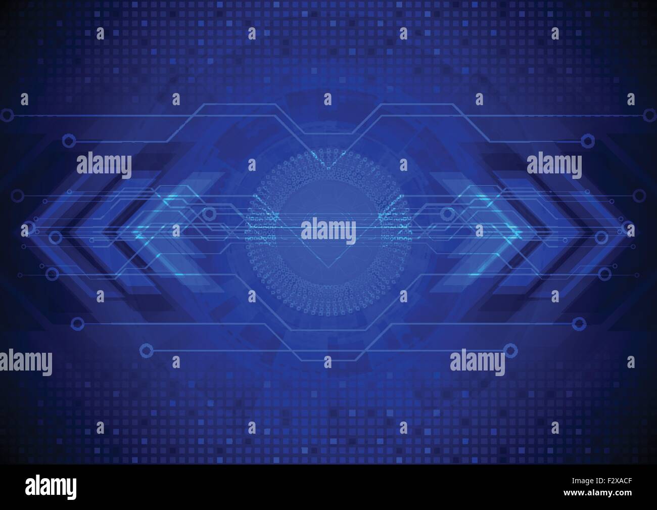 Dark vector tech background with circuit board and arrows. Vector blue ...