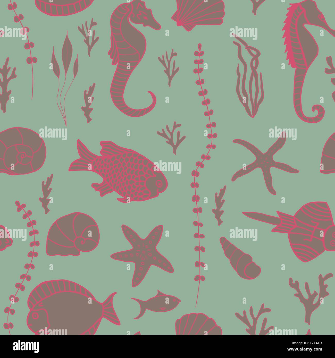 Seamless pattern with hand drawn fishes Stock Vector Image & Art - Alamy