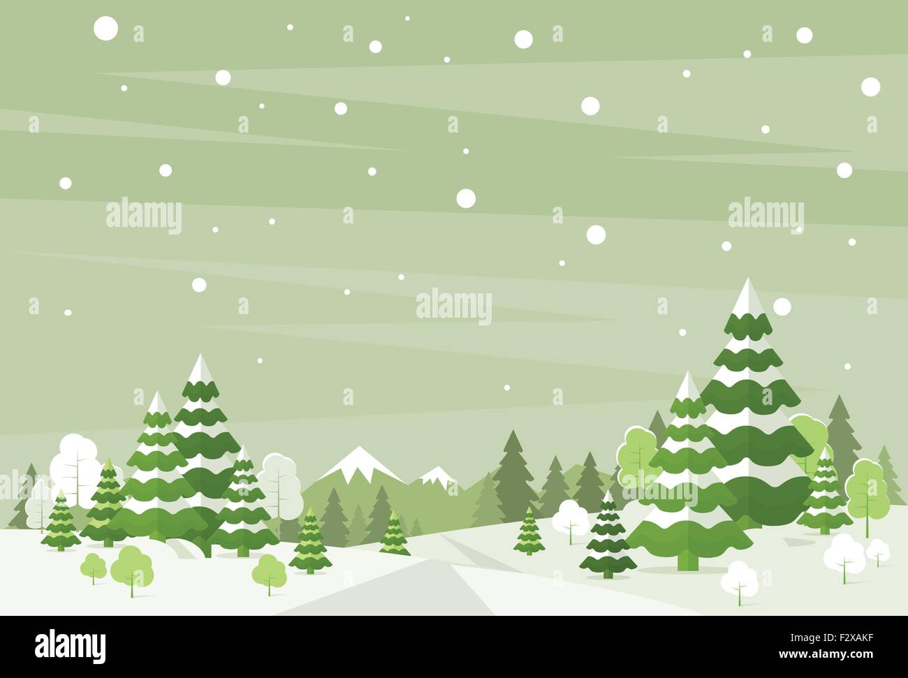 Winter Forest Landscape Christmas Background, Pine Snow Trees Woods ...