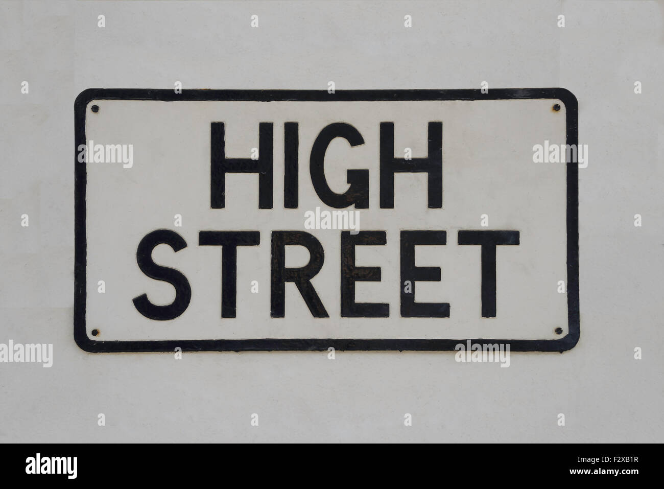 Street sign on wall, High Street, Silverstone, Northamptonshire, England, United Kingdom Stock Photo